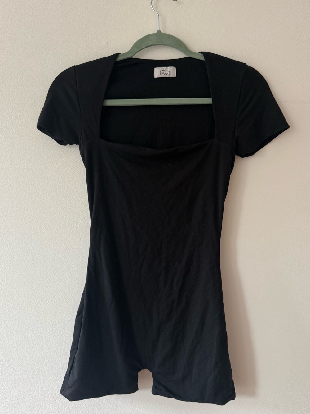 Ohpolly Black Square Neck Short Sleeve romper